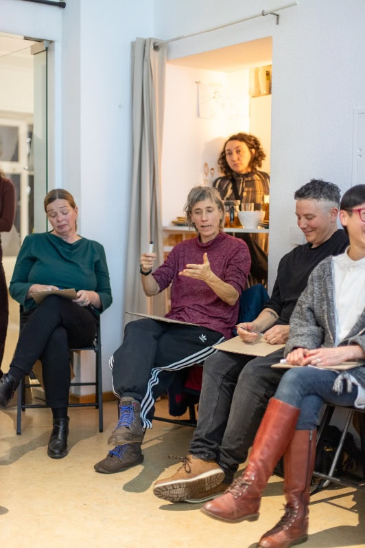 people sitting and talking